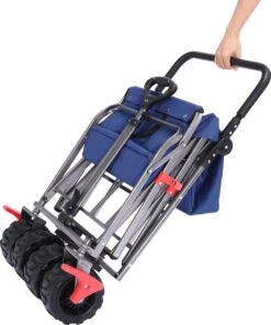 AREBOS Handkar | Transportwagen | Apparatuurwagen | Opvouwbaar | Duwstang| Blauw -Buiten Kamperen 1001x1200 4