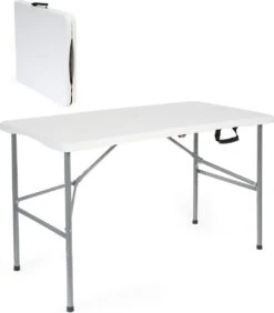 Toboli Klaptafel 120x60x74cm Campingtafel Wit; Bijzettafel, Inklapbare Tafel - Multistrobe -Buiten Kamperen 1051x1200