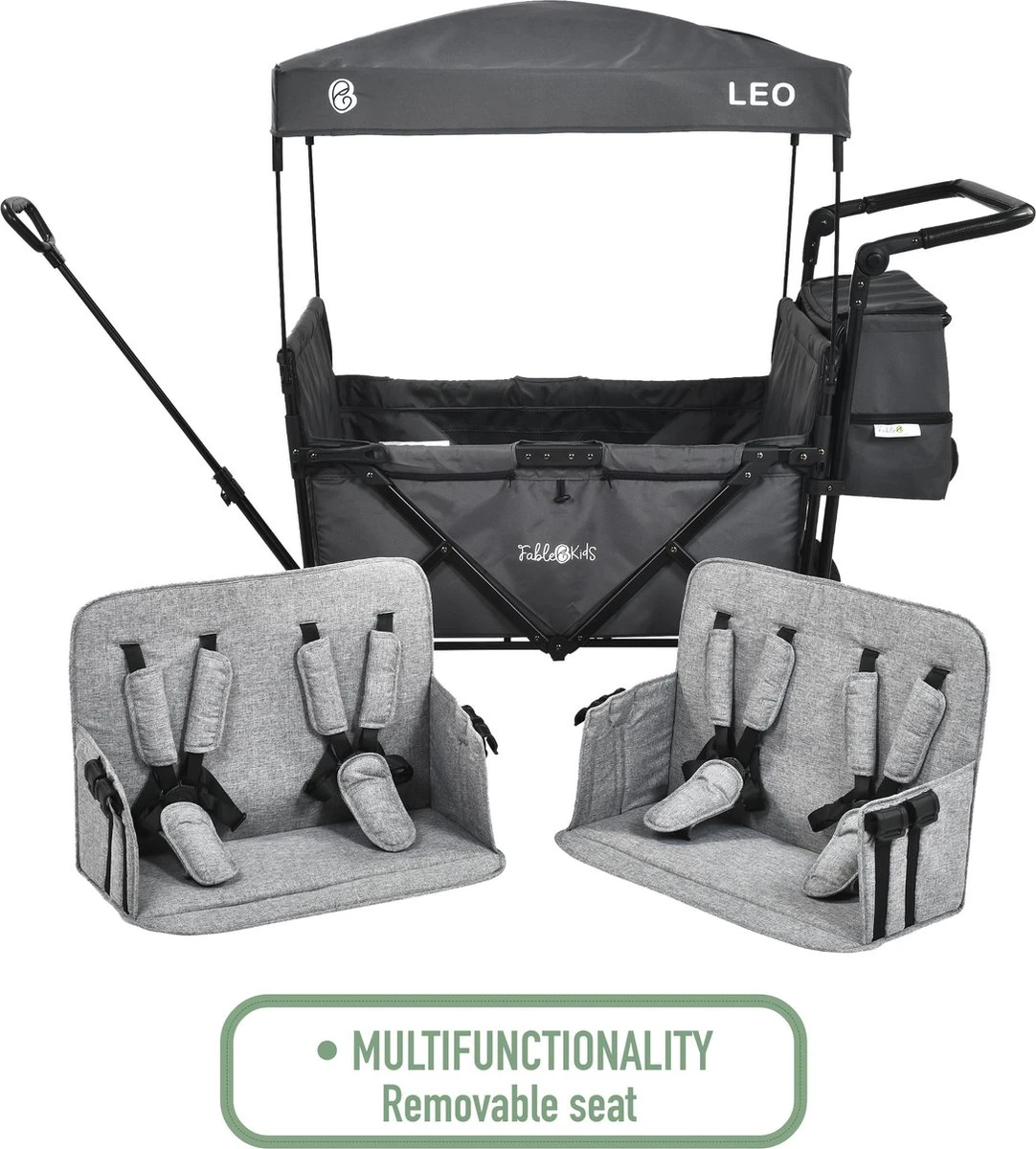FableKids LEO X4Plus Opvouwbare Wagen Met Dak Fossil Grey 5 FableKids LEO X4Plus Opvouwbare Wagen Met Dak Fossil Grey - Afbeelding 3