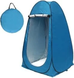 Merkloos 4 In 1 Pop-up Douchetent Voor Omkleden, Douchen, Toilet En Opslag - 1 Persoons Tent - Camping Douche En Omkleedtent - Inclusief Haringen En Draagtas - 190 X 110 X 110 Cm Blauw