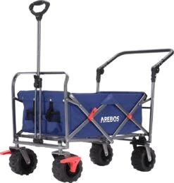 AREBOS Handkar | Transportwagen | Apparatuurwagen | Opvouwbaar | Duwstang| Blauw -Buiten Kamperen 1142x1200 1