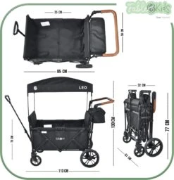 FableKids LEO X4Lite Opvouwbare Handkar Met Dak Onyx Zwart -Buiten Kamperen 1159x1200 1