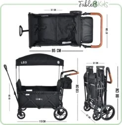 FableKids LEO X2 Lite Opvouwbare Handkar Met Dak Onyx Zwart -Buiten Kamperen 1167x1200 3