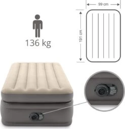 Intex Prime Comfort - Luchtbed - 1-Persoons - 99x191x51 Cm (BxLxH) - Grijs - Met Ingebouwde Motorpomp -Buiten Kamperen 1167x1200 6