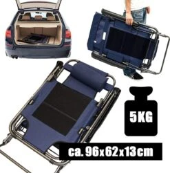 Ligstoel 180x60cm - Opvouwbaar Campingstoel Ligbed Strandstoel Tuinstoel Vouwligstoel Blauw