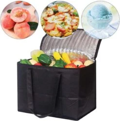 Merkloos 2 Stuks Geïsoleerde Koeltas Met Bodemplaat - Zwart -Buiten Kamperen 1187x1200