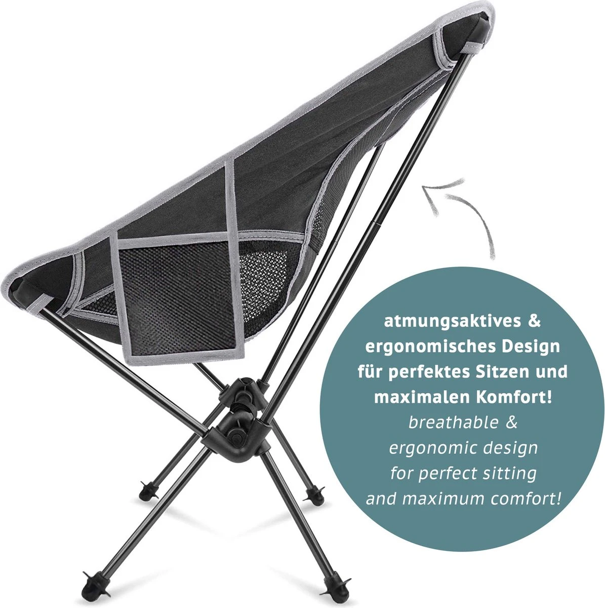 Smartpeas Camping Stoel Van Stevig 600D Polyester En Aluminium - Lichtgewicht En Opvouwbaar - Camping Gadget Inclusief Zijzakken +Plus: Strandmat & Draagtas 7 Smartpeas Camping Stoel Van Stevig 600D Polyester En Aluminium - Lichtgewicht En Opvouwbaar - Camping Gadget Inclusief Zijzakken +Plus: Strandmat & Draagtas - Afbeelding 5