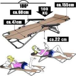 Ligstoel Opvouwbaar 155x60cm - Lichte Ligbed Relaxstoel Tuinstoel Campingstoel Strandstoel -Buiten Kamperen 1196x1200 1