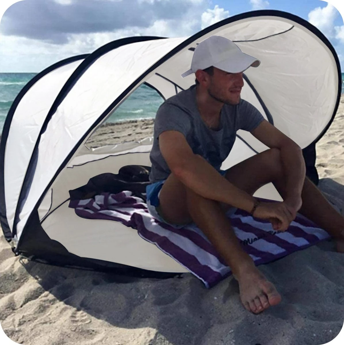 Deryan Luxe Pop Up Strandtent XXL - Anti-UV 50+ - Cream 10 Deryan Luxe Pop Up Strandtent XXL - Anti-UV 50+ - Cream - Afbeelding 8