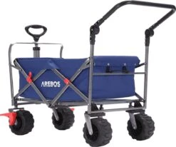 AREBOS Handkar | Transportwagen | Apparatuurwagen | Opvouwbaar | Duwstang| Blauw -Buiten Kamperen 1200x1000 4