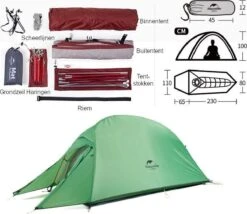 Cloud Up 1 Upgraded - Naturehike® - 1 Persoons Tent - Lichtgewicht Tent - Incl. Grondzeil - 210T 3000mm - Outdoor - Waterdicht - Hiking & Wandelen -Buiten Kamperen 1200x1038 1