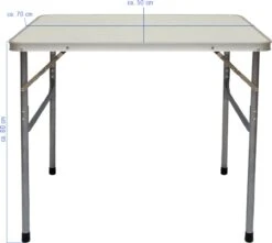 Alu Campingtafel 70x55cm - Inklapbbar Kampeertafel - Picknicktafel Licht Vouwtafel Klaptafel Grijs -Buiten Kamperen 1200x1072