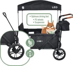 FableKids LEO X4Lite Opvouwbare Handkar Met Dak Onyx Zwart -Buiten Kamperen 1200x1089 1