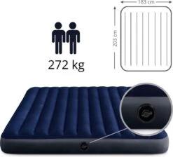 Intex Luchtbedset Intex Luchtbed - 2-Persoons - 183 X 203 X 25 Cm - Blauw + Intex Elektrische Pomp - 650 Liter/min + Hoeslaken Wit + Reparatieset -Buiten Kamperen 1200x1089 2