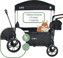 FableKids LEO X2 Lite Opvouwbare Handkar Met Dak Onyx Zwart -Buiten Kamperen 1200x1100 1