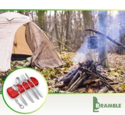 Roestvrij Staal Bestek (kampeerset) – Draagbare Reislepels, -vork En -mes Voor Festivals, Camping Of Trektochten - Wordt Geleverd Met Een Neopreen Draagtasje Met Een Lichtgewicht Flesopener -Buiten Kamperen 1200x1100 2