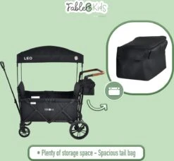 FableKids LEO X2 Lite Opvouwbare Handkar Met Dak Onyx Zwart -Buiten Kamperen 1200x1109