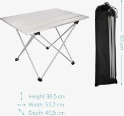 Navaris Campingtafel - Inklapbaar Campingtafeltje Van Aluminium - Opvouwbare Tafel Inclusief Draagtas - Picknicktafel - Zilver -Buiten Kamperen 1200x1120