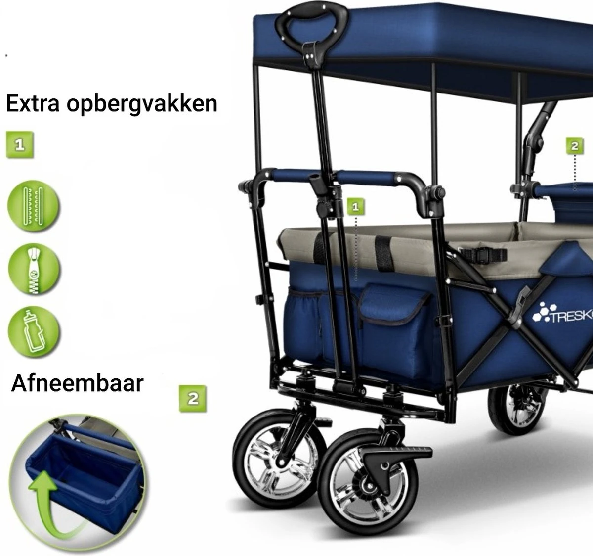 Tresko- Bolderkar, Grijs, Opvouwbaar, Met Dakje, Geschikt Tot 80 Kg - Bolderwagen - Kinderenvervoer - Bolderkarren - Tuinkar - Kinderwagen 7 Tresko- Bolderkar, Grijs, Opvouwbaar, Met Dakje, Geschikt Tot 80 Kg - Bolderwagen - Kinderenvervoer - Bolderkarren - Tuinkar - Kinderwagen - Afbeelding 5