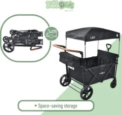 FableKids LEO X4Lite Opvouwbare Handkar Met Dak Onyx Zwart -Buiten Kamperen 1200x1131 4