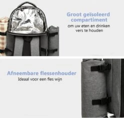 Kono Koeltas - Koelrugzak - Picknick - Picknicktas Met Flessenhouder - Koelrugtas Met Picknickkleed - Grijs (E6915 GY) 13 Kono Koeltas - Koelrugzak - Picknick - Picknicktas Met Flessenhouder - Koelrugtas Met Picknickkleed - Grijs (E6915 GY) -Buiten Kamperen 1200x1145