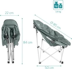 Navaris Klapstoel XXL - Campingstoel Met Opbergtas - Draagbare Stoel Voor Kamperen, Festivals En Vissen -Strandstoel - Inklapbaar - Grijs -Buiten Kamperen 1200x1150 5