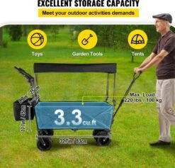 LOUVAINS® Bolderkar Opvouwbaar - Bolderkar - Bolderwagen - Bolderkar Kinderenvervoer - Bolderkar Opvouwbaar Met Massieve - Bolderkar Opvouwbaar Luchtbanden - Bolderkar Opvouwbaar Met Duwstang -Buiten Kamperen 1200x1153 4