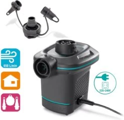 Intex Luchtbedset Intex Luchtbed - 2-Persoons - 183 X 203 X 25 Cm - Blauw + Intex Elektrische Pomp - 650 Liter/min + Hoeslaken Wit + Reparatieset -Buiten Kamperen 1200x1155 10