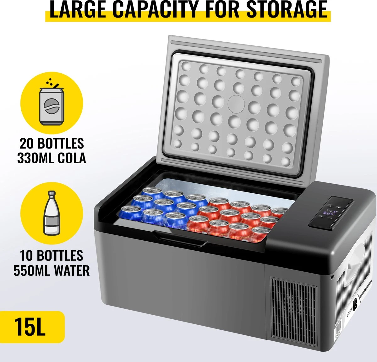 VEVOR - Coolbox - Koelbox 15L - Elektrische Coolbox - Draagbare Mini Koelkast - Draagbare Auto Vriezer 12/24Volt 7 VEVOR - Coolbox - Koelbox 15L - Elektrische Coolbox - Draagbare Mini Koelkast - Draagbare Auto Vriezer 12/24Volt - Afbeelding 5