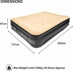 Merkloos Avenli 88030 Hoog Verhoogd Gevlokt Luchtbed | Queensize | Ingebouwde Pompen | Snelle En Gemakkelijke Inflatie -Buiten Kamperen 1200x1173 4