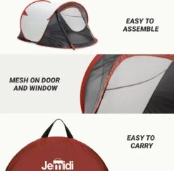JEMIDI Tweepersoons Pop-up Tent - Opgooitent, Werptent Voor 2 Personen - Ideaal Als Festivaltent Of Kampeertent - Verschillende Kleuren -Buiten Kamperen 1200x1179 2