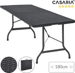 Casaria Tuintafel Opvouwbaar – Met Draaggreep 180x75 Cm – Zwart -Buiten Kamperen 1200x1180 3