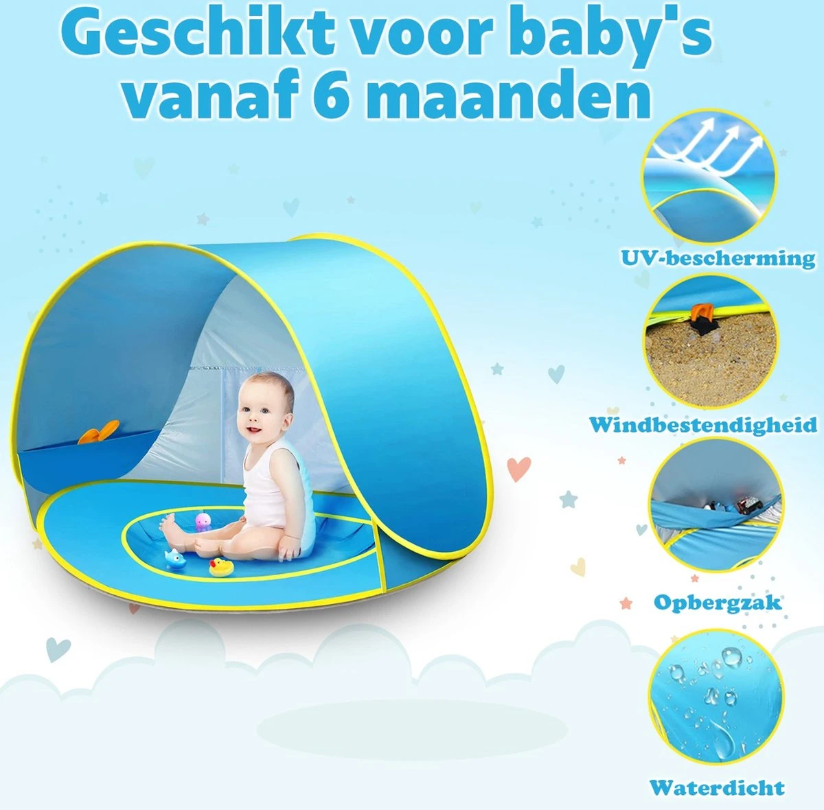 Seidon Strandtent Baby - Pop Up Tent - UV Bescherming - Baby En Kind - Waterdicht - Zwembadje - UV Bescherming 6 Seidon Strandtent Baby - Pop Up Tent - UV Bescherming - Baby En Kind - Waterdicht - Zwembadje - UV Bescherming - Afbeelding 4