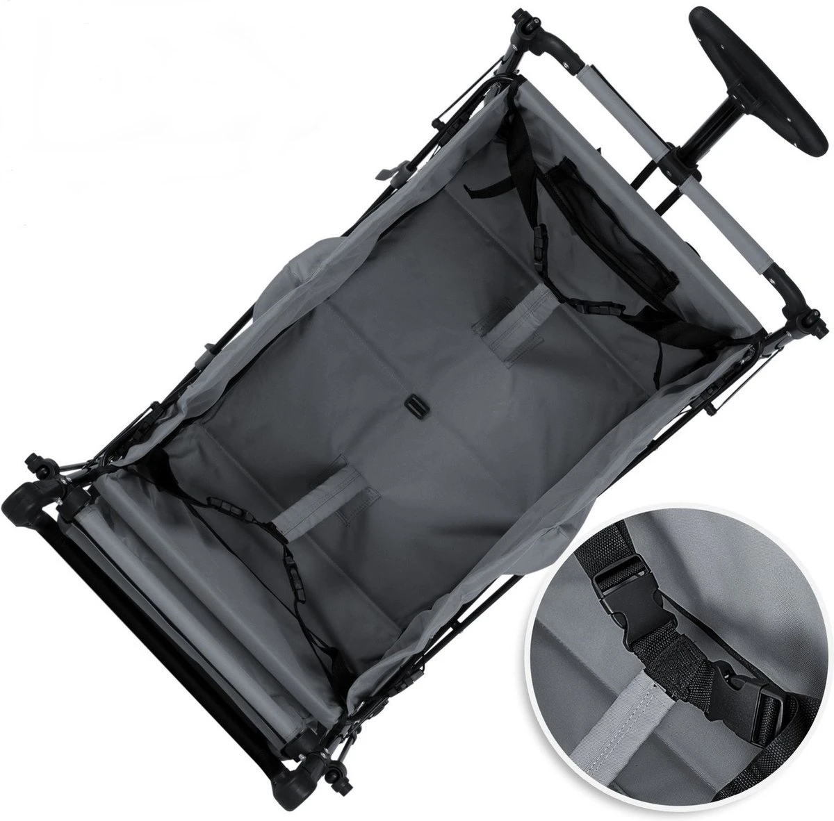 Rijoka Luxe Opvouwbare Bolderkar/Bolderwagen | Met Dakje En Draagtas | Grijs 8 Rijoka Luxe Opvouwbare Bolderkar/Bolderwagen | Met Dakje En Draagtas | Grijs - Afbeelding 6