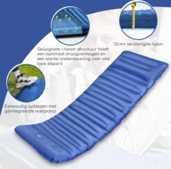 Hikr® Slaapmat 10cm+ Dikte - Comfortabel Luchtmatras - Zelfopblazend Met De Voet - TPU+40D Nylon - Slaapmatje Eenpersoons En Uit Te Breiden Tot Tweepersoons - Slaapmat Met Ingebouwde Pomp -Buiten Kamperen 1200x1186 6