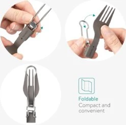 Navaris Campingbestek Van Titanium - Set Met Vork, Mes En Lepel - Inklapbaar - Bestekset Voor Onderweg - Inclusief Karabijnhaak En Bewaarzakje -Buiten Kamperen 1200x1188 3