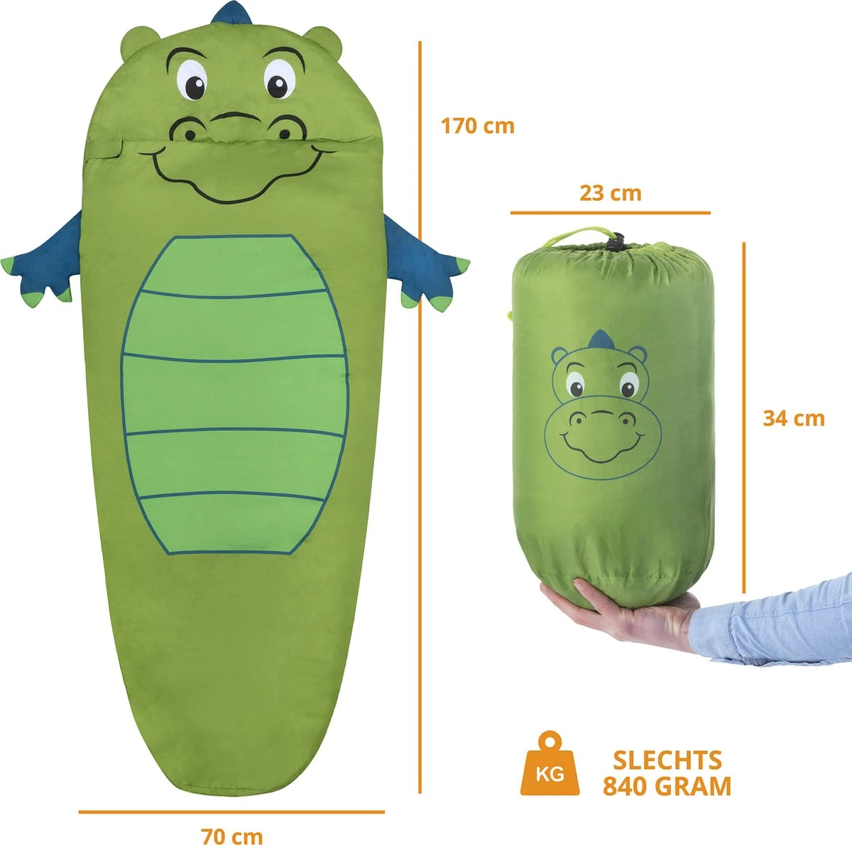 Dutch Mountains Kinderslaapzak Nijlpaard - 170 X 70cm Polyester - Zacht Lichtgewicht – Opberghoes 6 Dutch Mountains Kinderslaapzak Nijlpaard - 170 X 70cm Polyester - Zacht Lichtgewicht – Opberghoes - Afbeelding 4