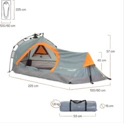 Where Tomorrow Solo Tent Pop Up 225X100X57 Cm - Grijs - 1 Persoons 13 Where Tomorrow Solo Tent Pop Up 225X100X57 Cm - Grijs - 1 Persoons -Buiten Kamperen 1200x1190 7