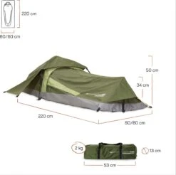 Where Tomorrow Solo Tent 220X80X50 Cm - Groen - 1 Persoons -Buiten Kamperen 1200x1195 7
