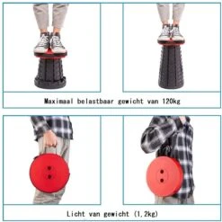 Kampeerkruk - Uitschuifbare Kruk - Rood/Zwart- Tot 120 Kg - Travel Stool - Opvouwbare Campingkruk - Inklapbaar Krukje - Telescopische Kruk - Camping - Outdoor -Buiten Kamperen 1200x1198 3