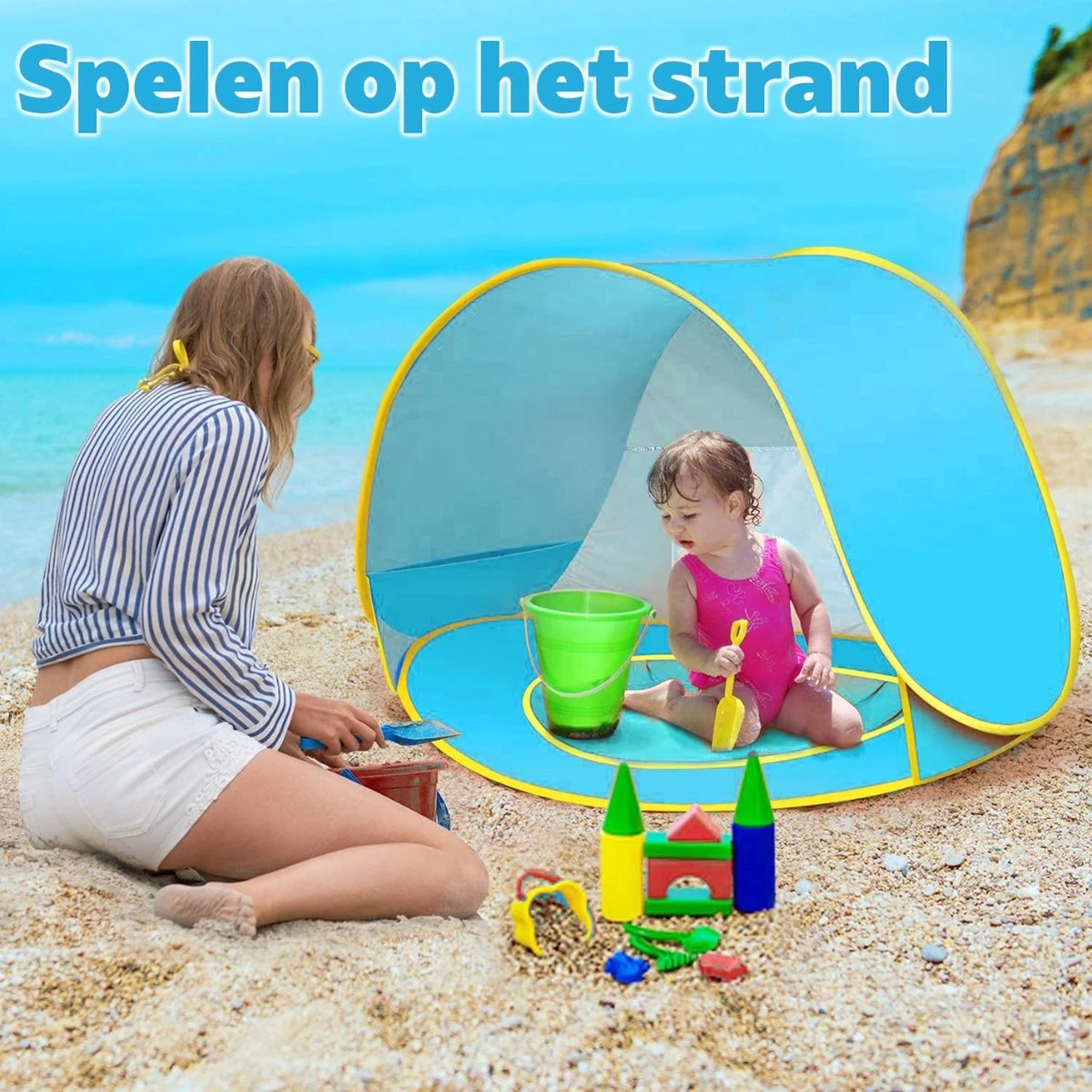 Seidon Strandtent Baby - Pop Up Tent - UV Bescherming - Baby En Kind - Waterdicht - Zwembadje - UV Bescherming 9 Seidon Strandtent Baby - Pop Up Tent - UV Bescherming - Baby En Kind - Waterdicht - Zwembadje - UV Bescherming - Afbeelding 7