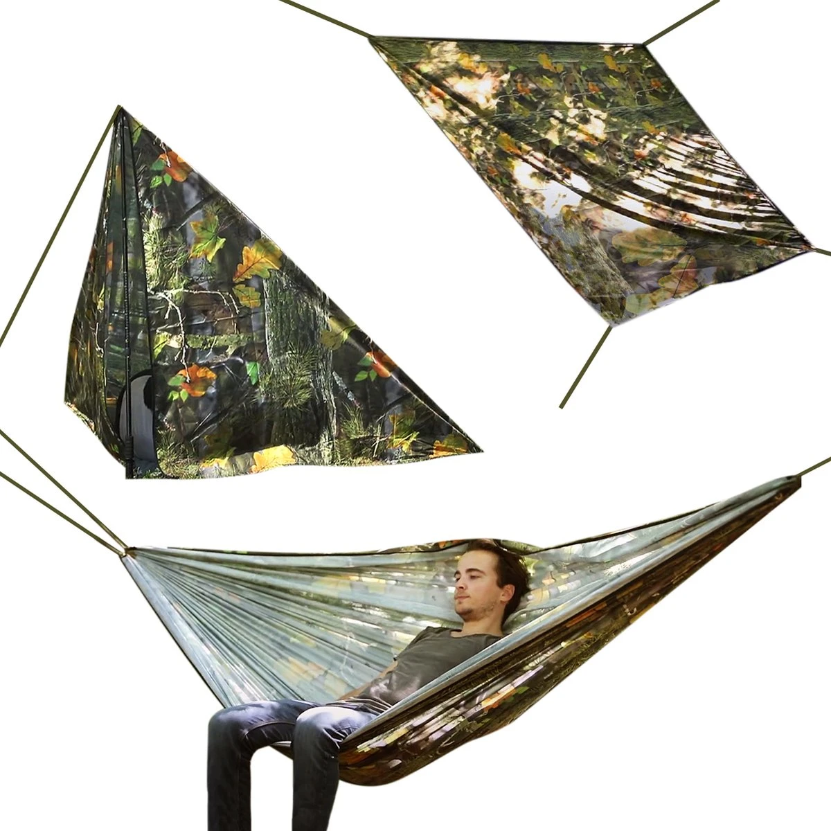 MacGyver® ‘3-in-1’ Tent | Tarp – Schaduwdoek – Hangmat | Strandtent | Outdoor-tent | Shelter | Vistent | 280 X 280 Cm | Camouflage | Waterdicht | Lichtgewicht 3 MacGyver® ‘3-in-1’ Tent | Tarp – Schaduwdoek – Hangmat | Strandtent | Outdoor-tent | Shelter | Vistent | 280 X 280 Cm | Camouflage | Waterdicht | Lichtgewicht