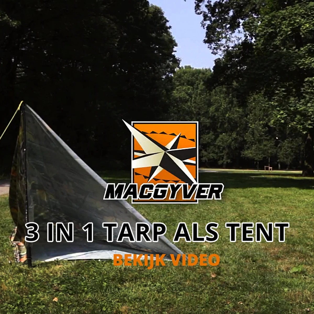 MacGyver® ‘3-in-1’ Tent | Tarp – Schaduwdoek – Hangmat | Strandtent | Outdoor-tent | Shelter | Vistent | 280 X 280 Cm | Camouflage | Waterdicht | Lichtgewicht 14 MacGyver® ‘3-in-1’ Tent | Tarp – Schaduwdoek – Hangmat | Strandtent | Outdoor-tent | Shelter | Vistent | 280 X 280 Cm | Camouflage | Waterdicht | Lichtgewicht - Afbeelding 12