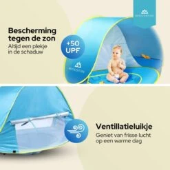 Needventure Baby Strandtent - Pop Up Tent - Windscherm Strand - Camping Strandtentje - Speeltent - Blauw -Buiten Kamperen 1200x1200 1115