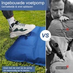 Hikr® Slaapmat 10cm+ Dikte - Comfortabel Luchtmatras - Zelfopblazend Met De Voet - TPU+40D Nylon - Slaapmatje Eenpersoons En Uit Te Breiden Tot Tweepersoons - Slaapmat Met Ingebouwde Pomp -Buiten Kamperen 1200x1200 1137