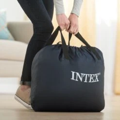 Intex Luchtbed - Twijfelaar - 137 X 191 X 33 Cm - Grijs - Met Ingebouwde Pomp, Hoeslaken Antraciet En Reparatieset -Buiten Kamperen 1200x1200 1152