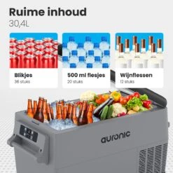 Auronic Elektrische Koelbox - 30.4L - Compressor - 12V En 240V - Grijs -Buiten Kamperen 1200x1200 136