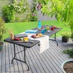 Casaria Tuintafel Opvouwbaar – Met Draaggreep 180x75 Cm – Zwart -Buiten Kamperen 1200x1200 267