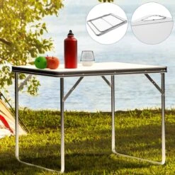 Merkloos Aluminium Inklapbare Tuintafel - Campingtafel - 80x60x68 Cm -Buiten Kamperen 1200x1200 308