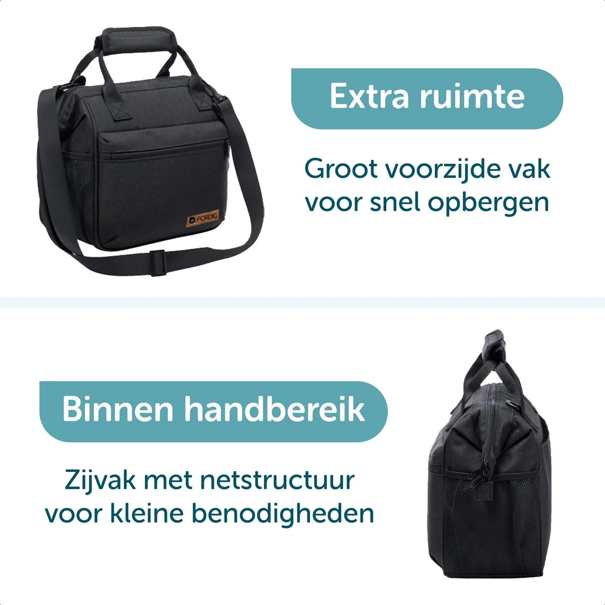 ForDig Lunchtas Zwart - Koeltas Gemaakt Van 600D Polyester Met PEVA-Voering - Ruimte Voor Lunchtrommel / Snacks / Blikjes - Koel Tas Met Mesh Opbergruimtes En Ruimte Voor Bestek - Lunch Tas Cool Bag - Coolerbag - Kleine Cooler 4 ForDig Lunchtas Zwart - Koeltas Gemaakt Van 600D Polyester Met PEVA-Voering - Ruimte Voor Lunchtrommel / Snacks / Blikjes - Koel Tas Met Mesh Opbergruimtes En Ruimte Voor Bestek - Lunch Tas Cool Bag - Coolerbag - Kleine Cooler - Afbeelding 2